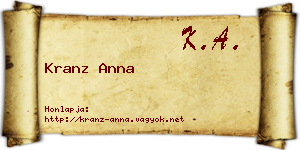 Kranz Anna névjegykártya